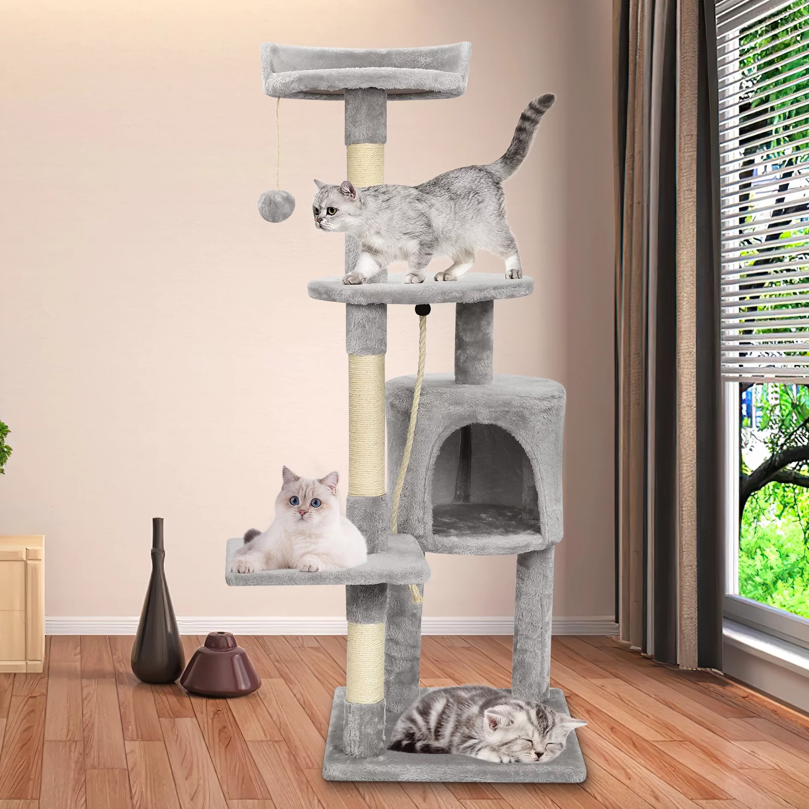 Cat Tree with Condo and Scratching Pad Tower 44.09