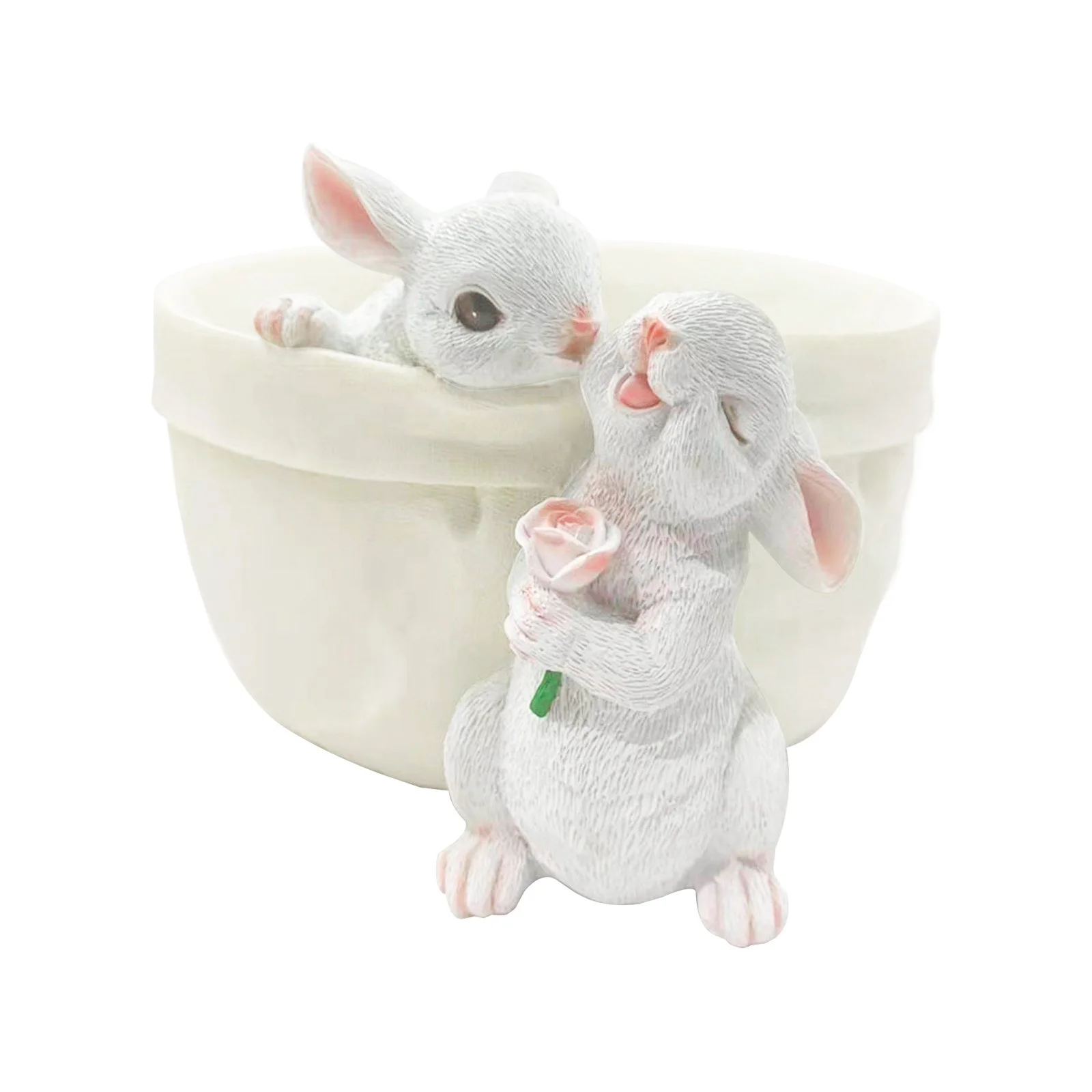 Pocket Bunny Balcony Flowerpot Is Fleshy Cute And Cute Style Empty Garden Decorative Creative Ornaments Woven Flower Pot Basket Resin Flower 20 Metal Flower Stand Outdoor Vases for Flowers Bulk