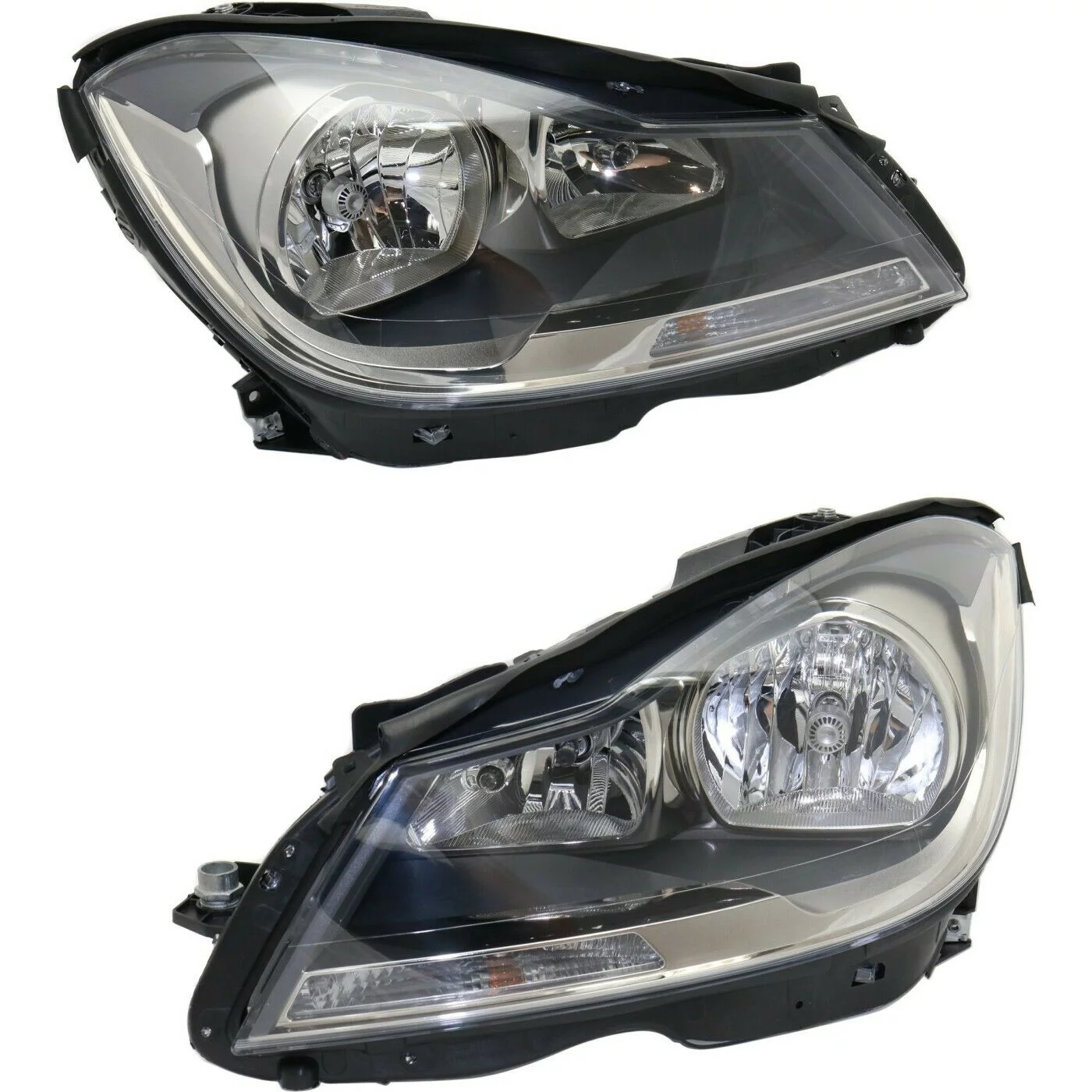 Headlight Set For Mercedes-Benz C250 C350 C63 AMG Left and Right Black Housing Fits select: 2012 MERCEDES-BENZ C 250 4MATIC