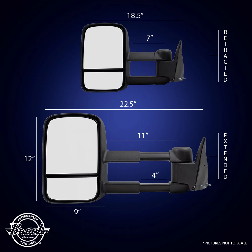 Brock Replacement Driver and Passenger Set Manual Telescopic Tow Performance Mirrors Compatible with C/K Pickup Truck Suburban Tahoe Yukon Blazer