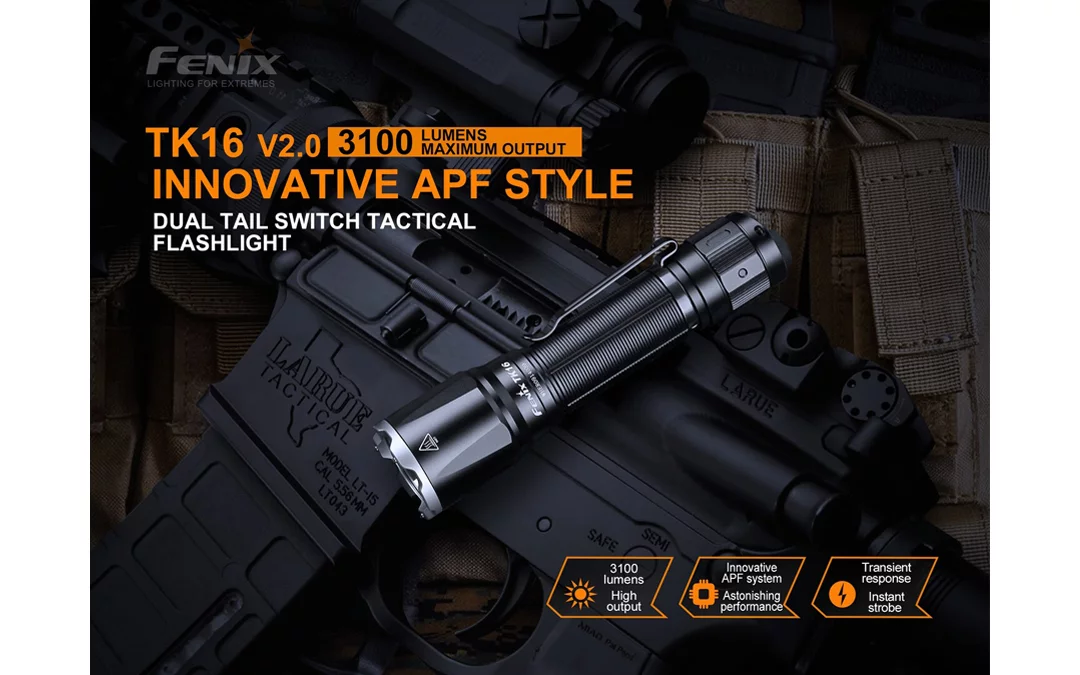 Fenix TK16 V2 3100 Lumen Long Throw Rechargeable Flashlight with LumenTac Battery Organizer
