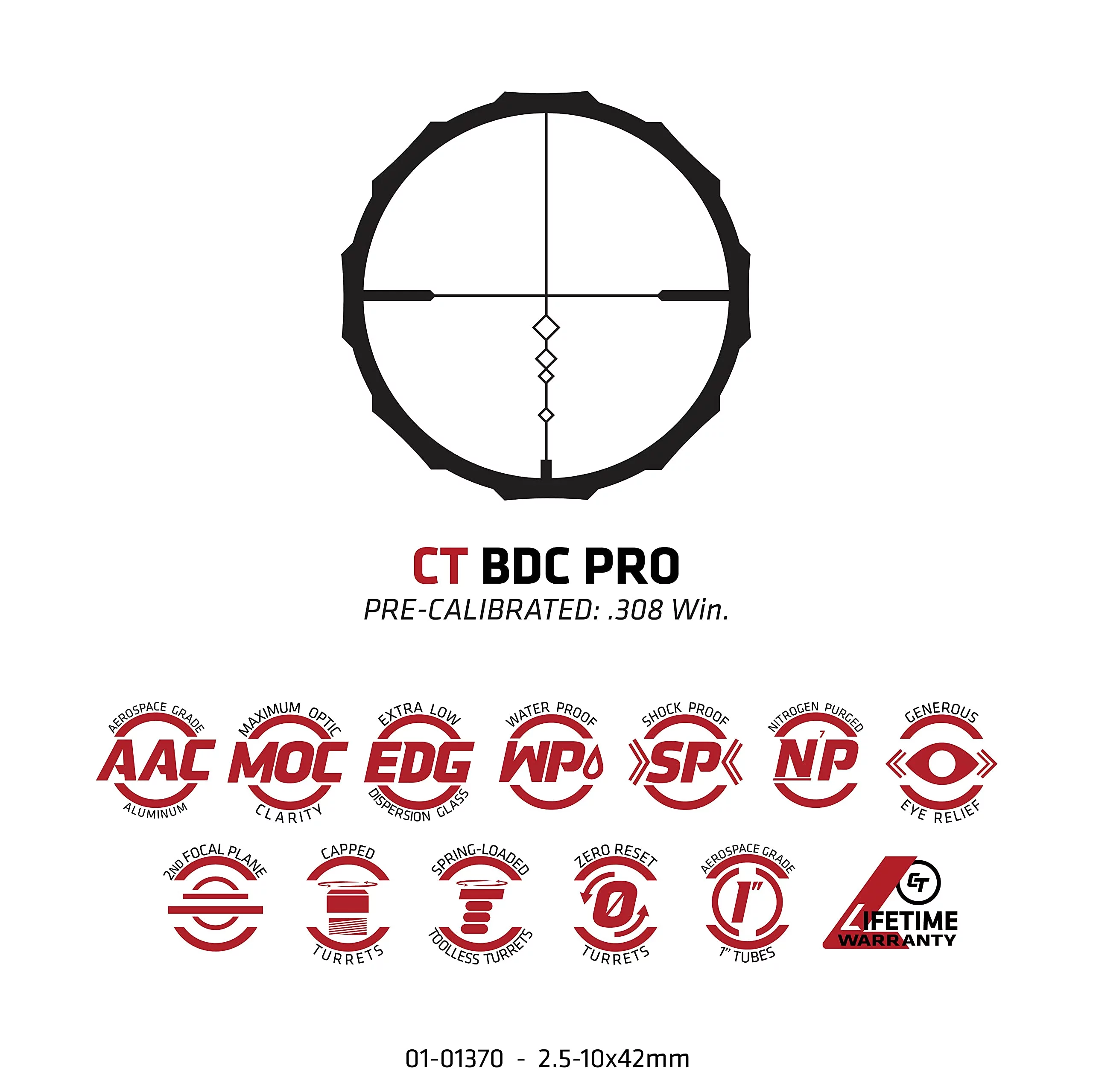 Crimson Trace Brushline Pro Rifle Scope, 2.5-10x42mm, 1in Tube, Second Focal Pla