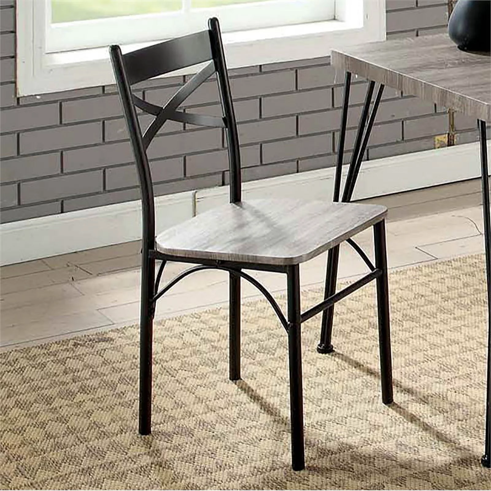 Furniture of America Kelle Transitional Metal 3-Piece Dining Set in Natural Tone