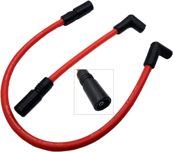10.4mm 10mm Spark Plug Wire Compatible with Harley Davidson Big Twin 99-19 FXD Dyna Softail (Red)