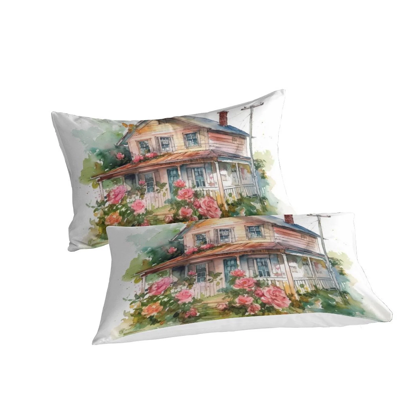 Comforter Cover Set Log Cabin Flower Clusters Printed Bedspreads Modern Bedroom Decor,Full (80