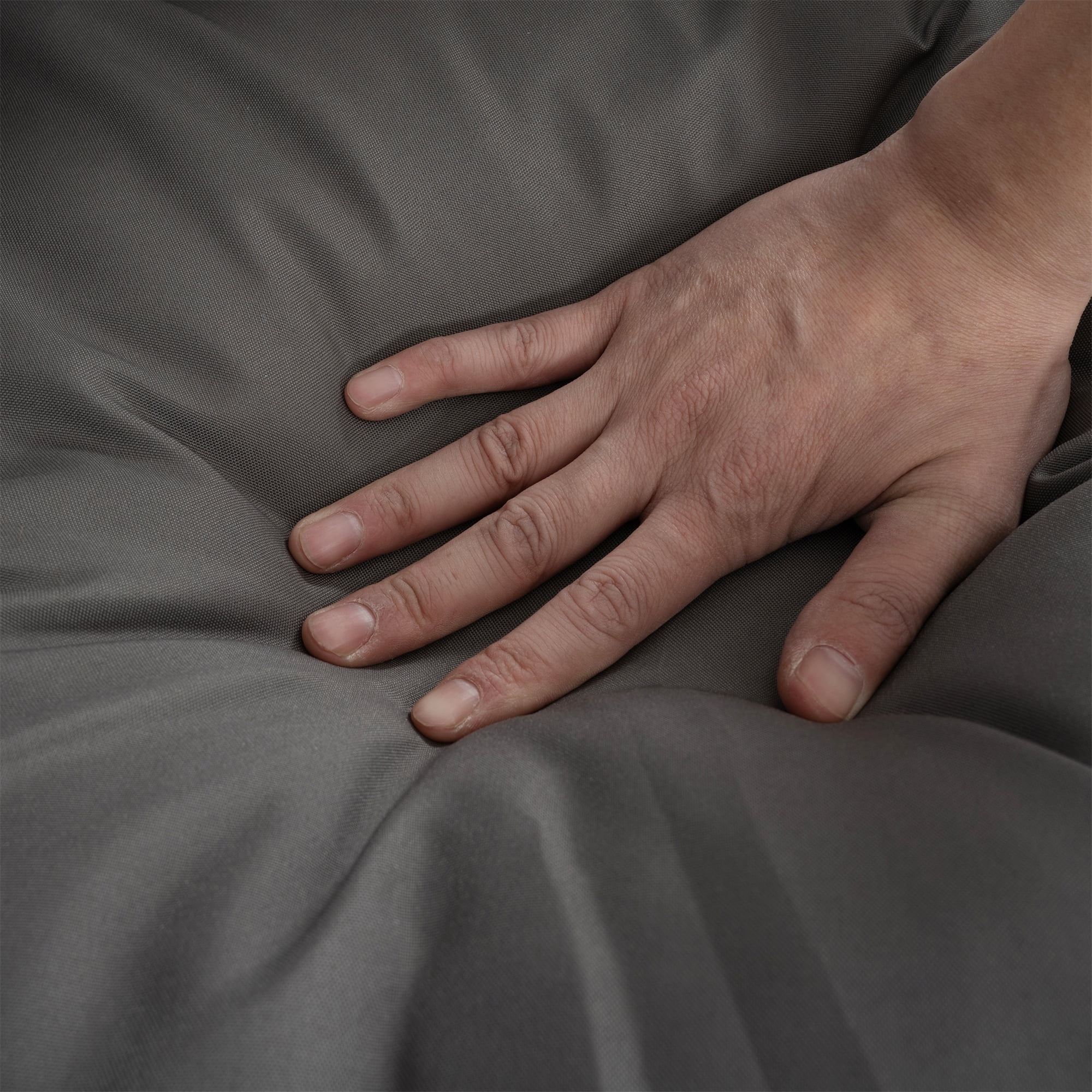 Patio Wicker Hanging Egg Chair with Stand - Brown Wicker, Grey Cushion