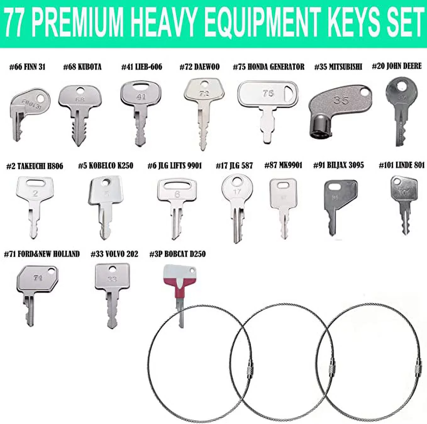 77 Pro Heavy Equipment Construction Equipment Keys Set