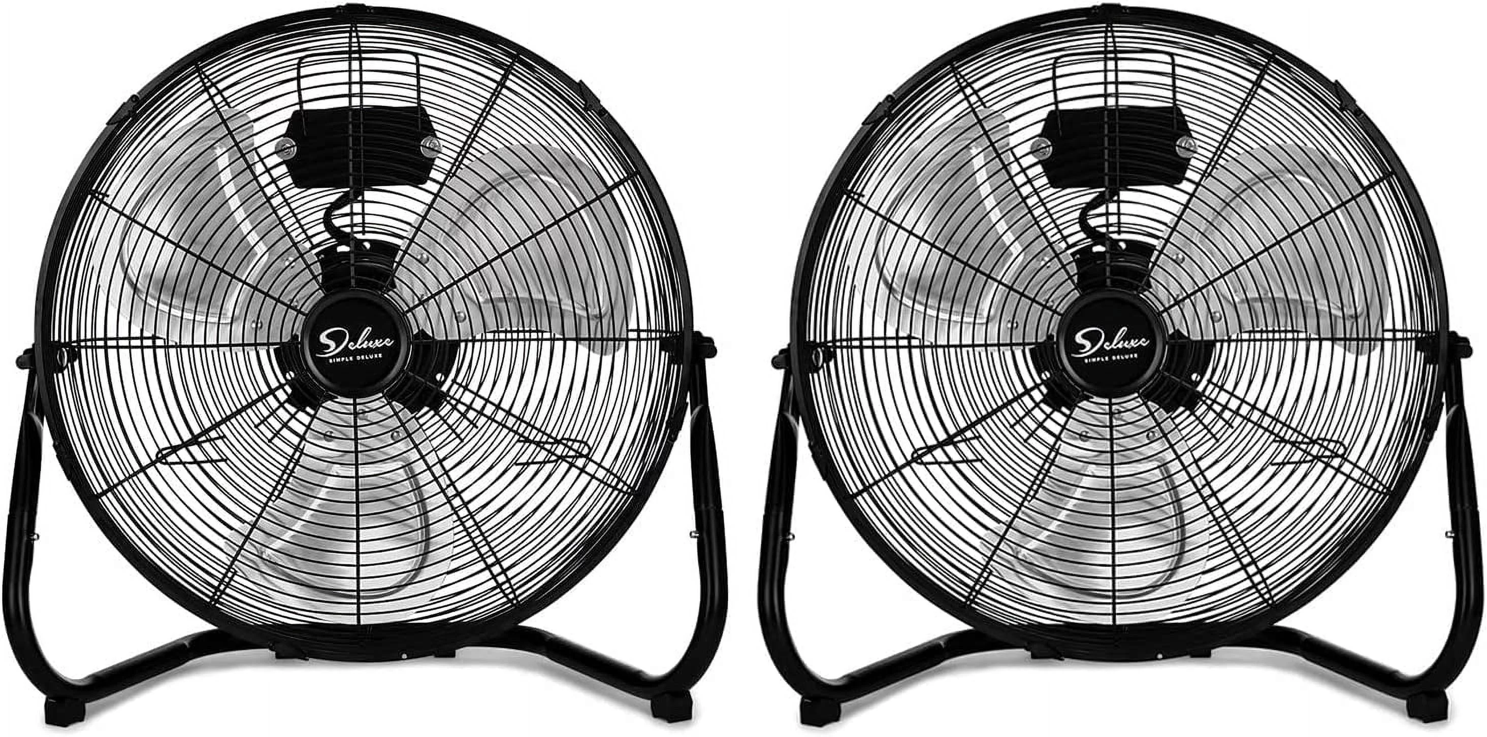 Simple Deluxe 18 inch 3-Speed High Velocity Heavy Duty Metal Industrial Floor Fans Quiet for Home Commercial, Black, 2 Pack