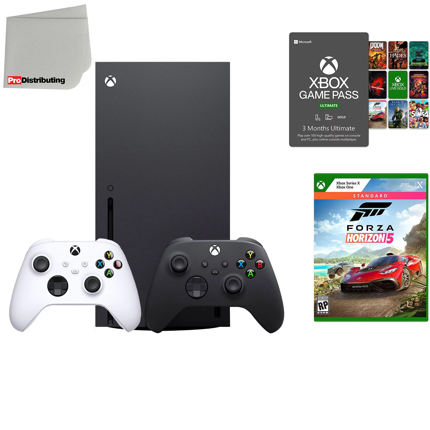 Microsoft Xbox Series X 1TB Video Game Console with Extra Wireless Controller - Robot White - Forza Horizon 5 Standard Edition, 3-Month Game Pass Ultimate and Microfiber Cleaning Cloth