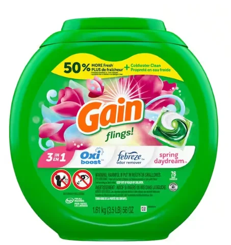 Gain flings Laundry Detergent Soap Pacs HE Compatible 76 Count Long Lasting Scent Spring Daydream Scent 76.