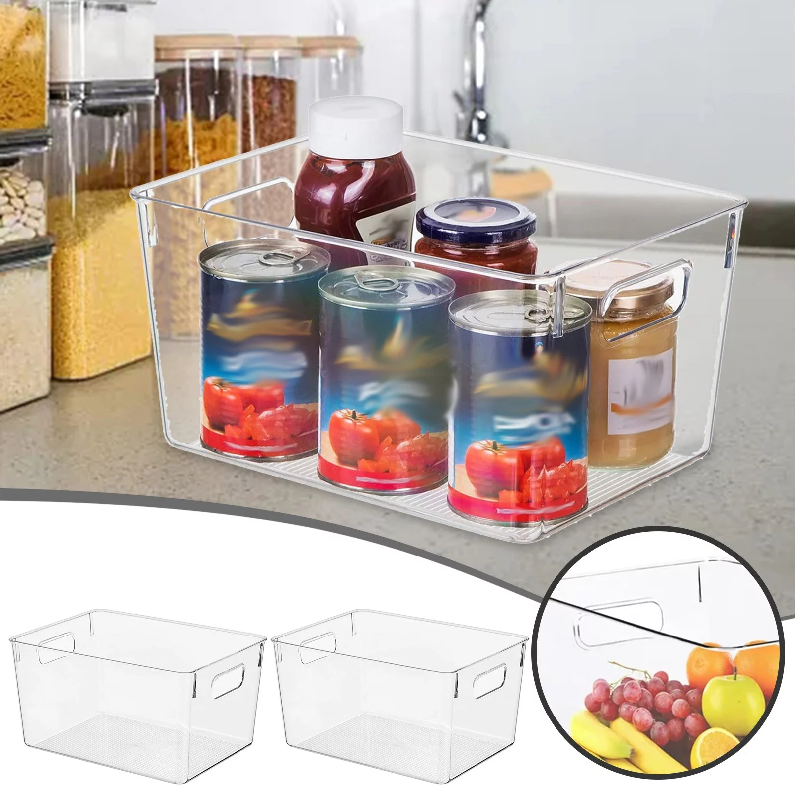 Organizer With Handles Kitchen Storage Container Food&Fruit Organizer For Kitchen Refrigerator Freezer Fridge Organization In Pantry Set Of 2Pcs 25 Lb Rice Storage Container Baby Proof Can