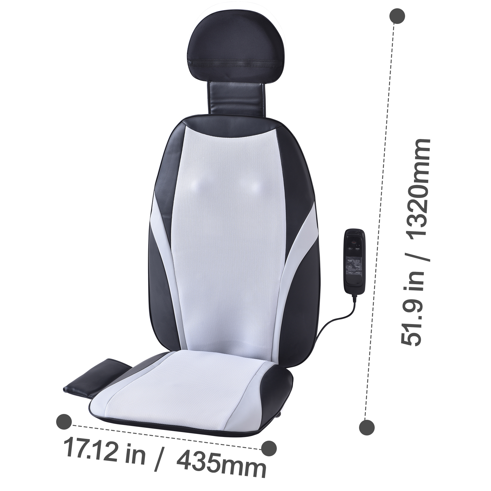 SKYSHALO Shiatsu Back Massager with Heat, Deep Kneading Massage Chair Pad with Adjustable Intensity& 5 Vibration Modes, Shiatsu Chair Massager to Relax Full Body Muscle