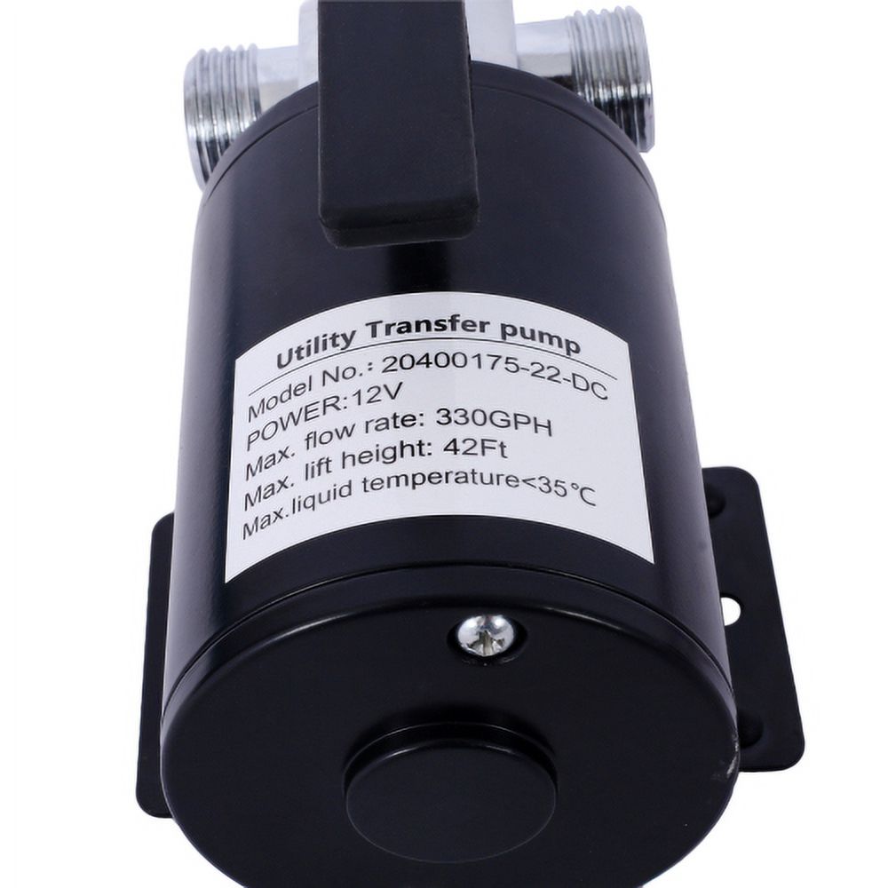 Zateety DC 12-Volt 1/10HP 330GPH Battery Powered Mini Portable Electric Utility Sump Transfer Water Pump with Water Hose Kit Black
