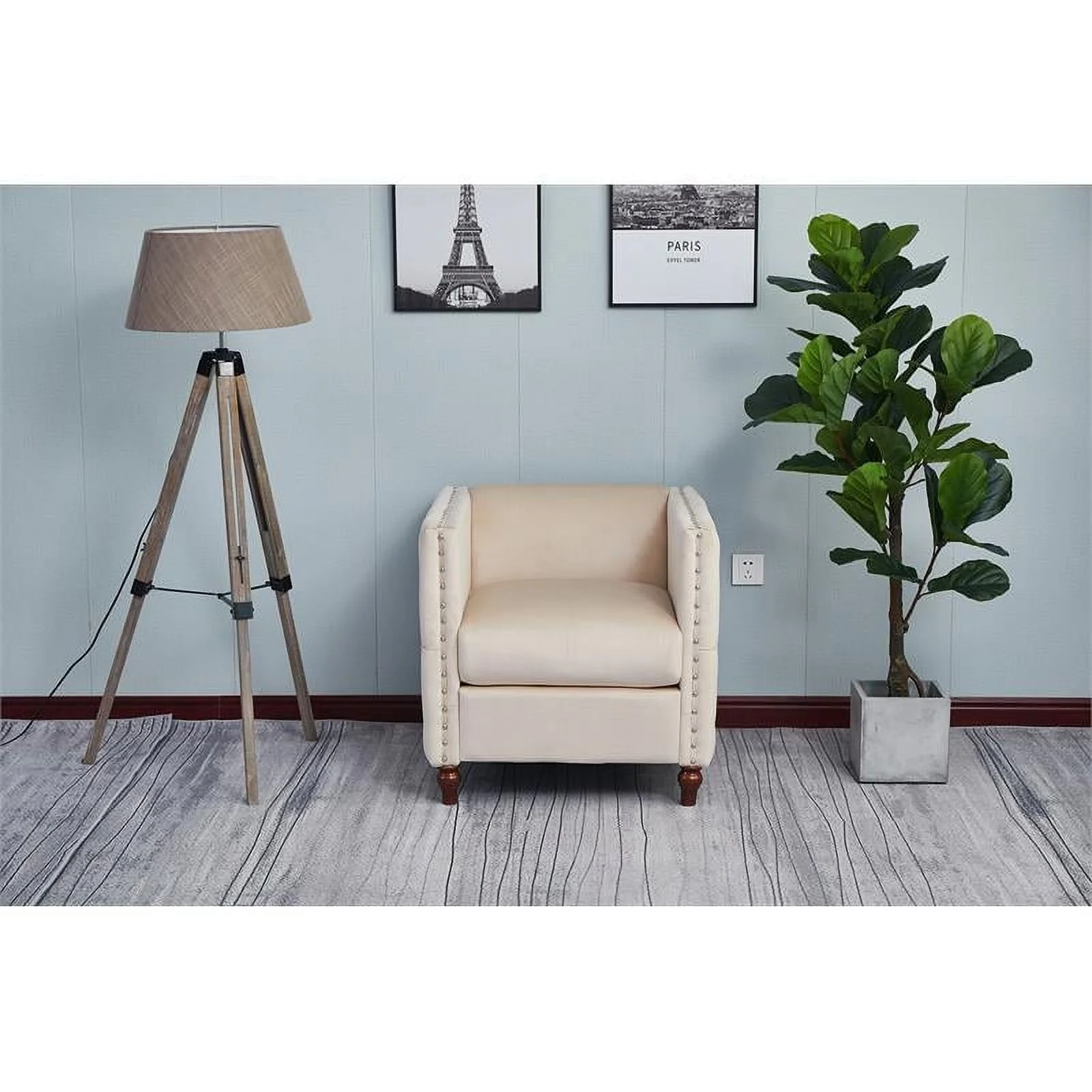 Home Square 3-Piece Set with Velvet Livingroom Sofa and 2 Chairs in Beige