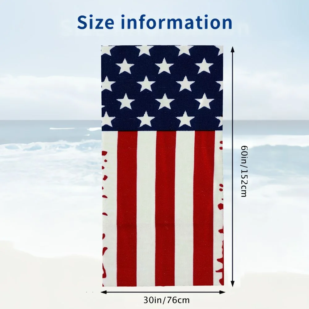 Creowell Kaufman - American Flag Beach, Bath, Pool beach towel 30x60in