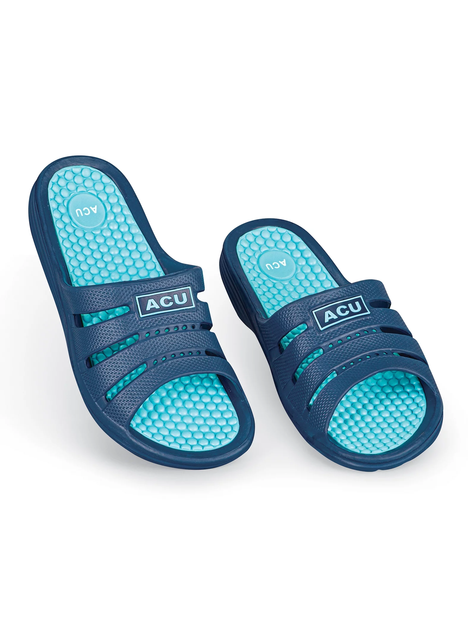 Collections Etc Mens Massaging Comfort Slip-On Slides - Sandals - Stimulate Pressure Points - Waterproof - Indoor, Outdoor Use - Multiple Colors