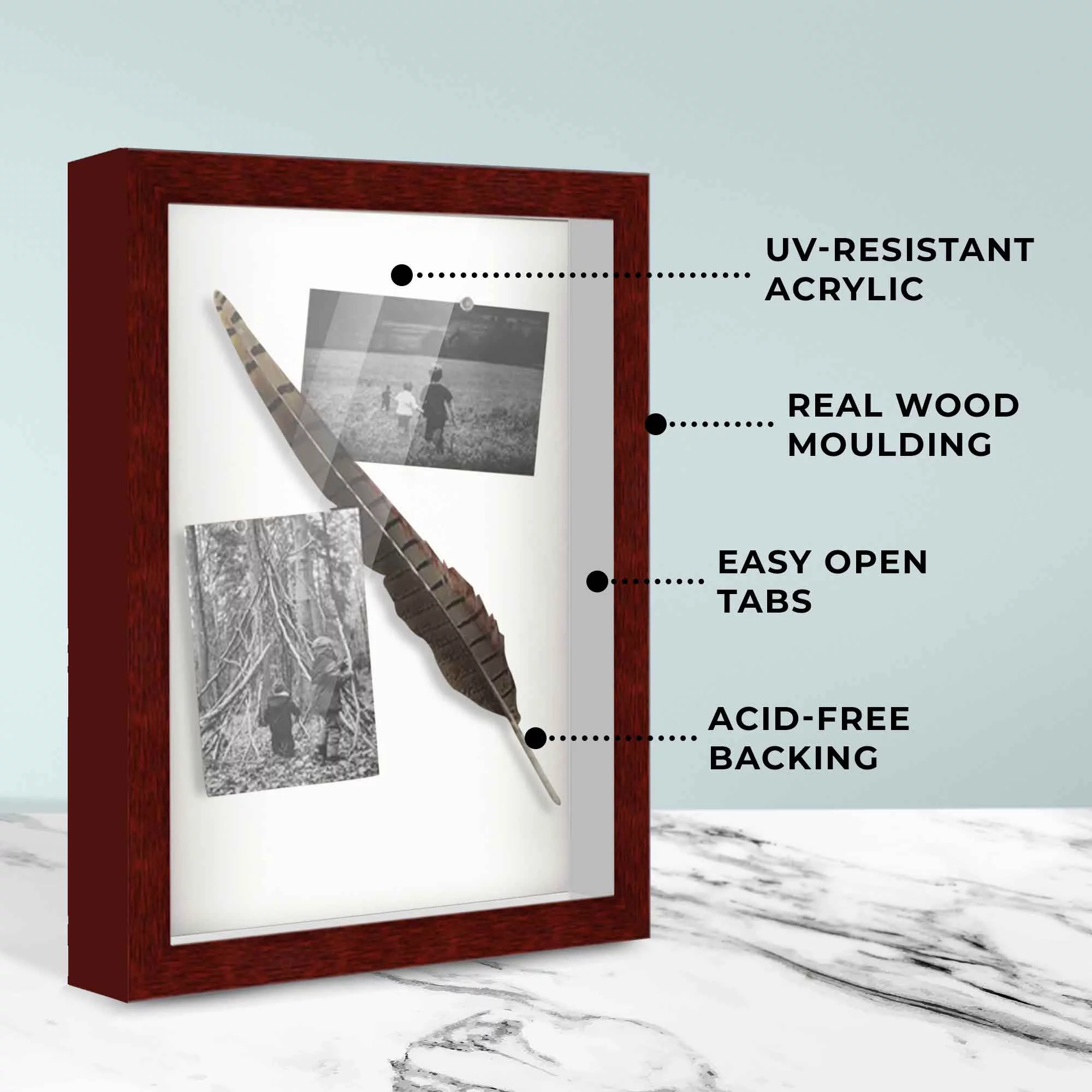 14x18 Shadow Box Frame Brown | 1.625 inches Deep Real Wood Traditional Shadowbox Display Frame | UV