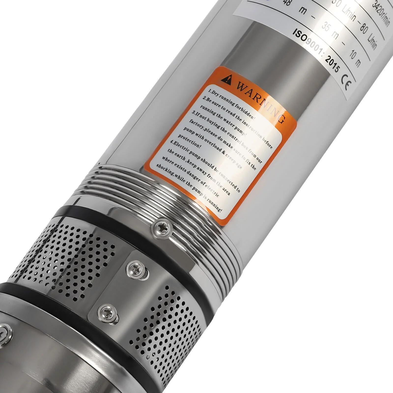 1/2HP 16GPM Submersible Pump,110V Stainless Steel 0.37KW,0.5HP Deep Well Pump 4SDM3/5 Silver Stainless Steel