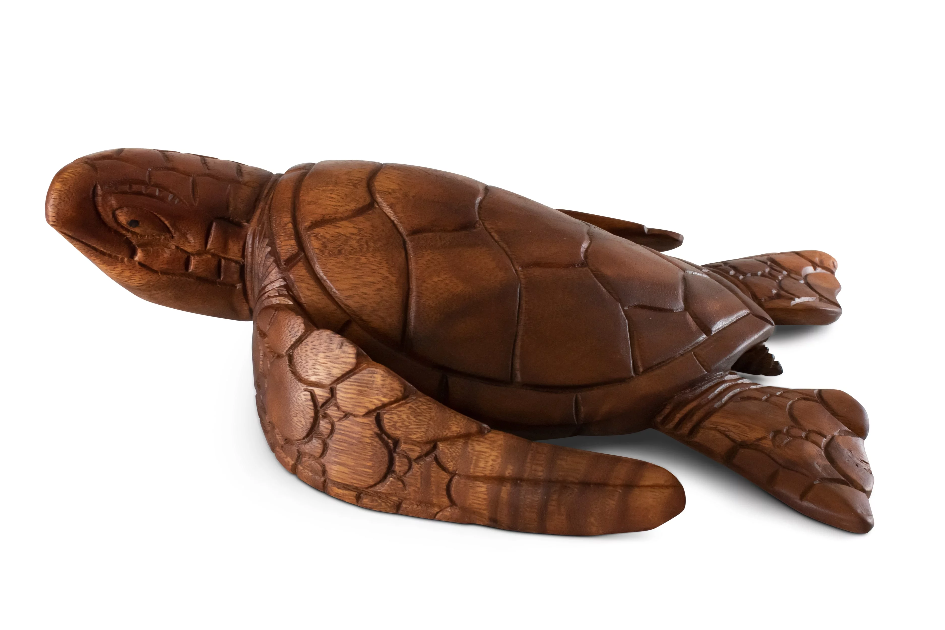 Wooden Hand Carved Sea Turtle Tortoise Statue Figurine Sculpture Handcrafted Handmade Home Decor Rustic Seaside Tropical Nautical Ocean Coastal Size: 12