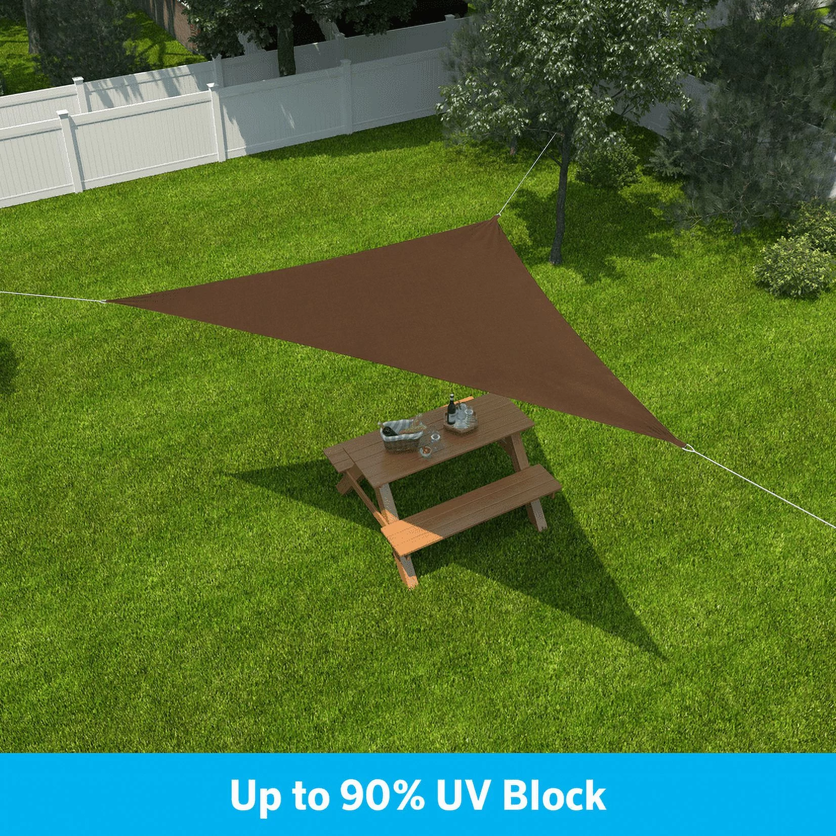 Coolaroo Ready to Hang Outdoor Sun Shade Sail Triangle 90% UV Block Protection for Backyard, Garden, Patio, Playground, 11'10