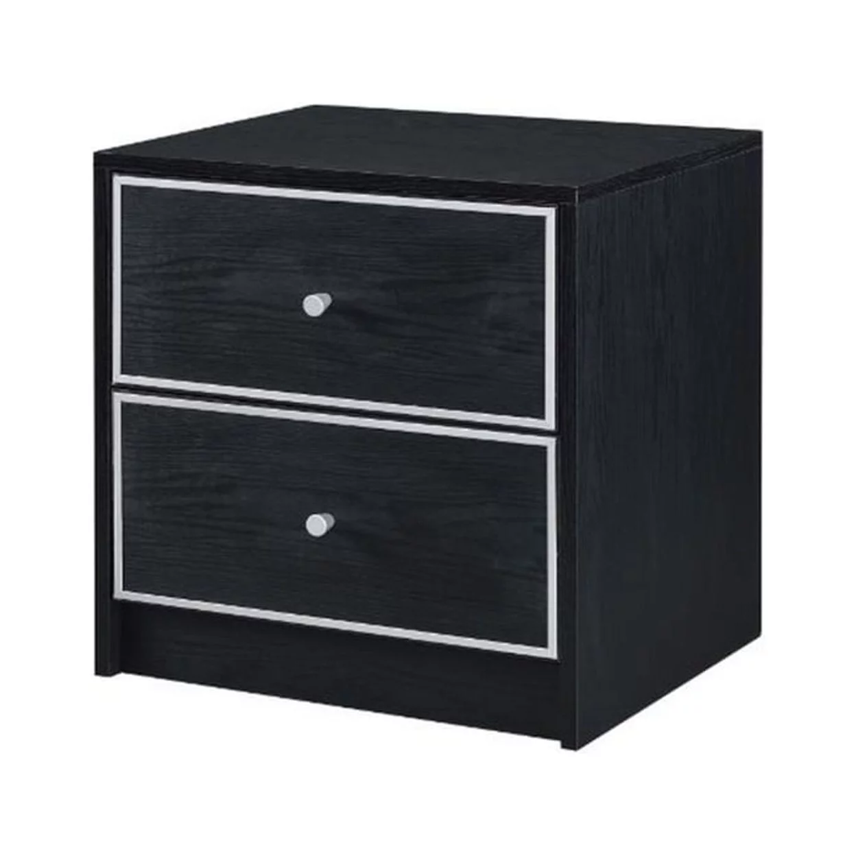 Accent Table with 2 Storage Drawers and Intricate Trimming, Black- Saltoro Sherpi