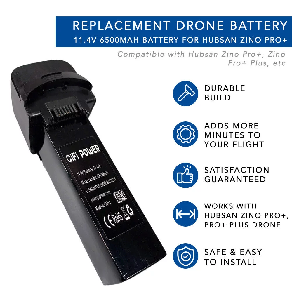 ​MaximalPower 11.4V 6500mAh Battery for Hubsan Zino Pro+, Zino Pro+ Plus Drone (1 Pack)