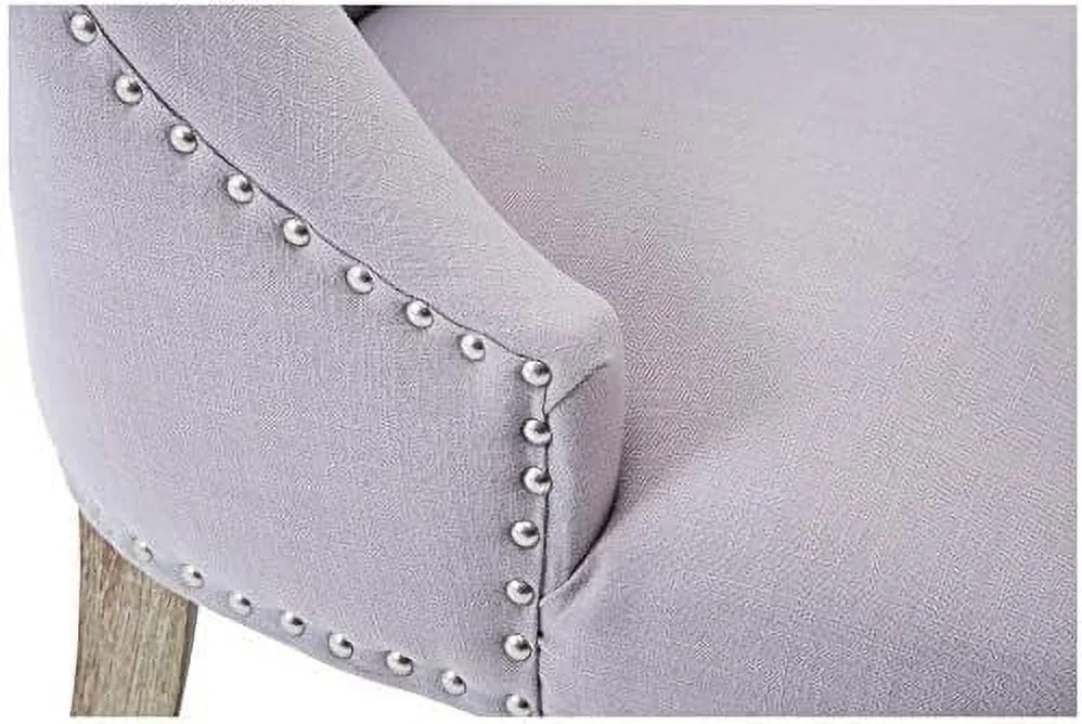 TJUNBOLIFE Dining Chair Beige Fabric Leisure Padded Ring Chair  Nailed Trim