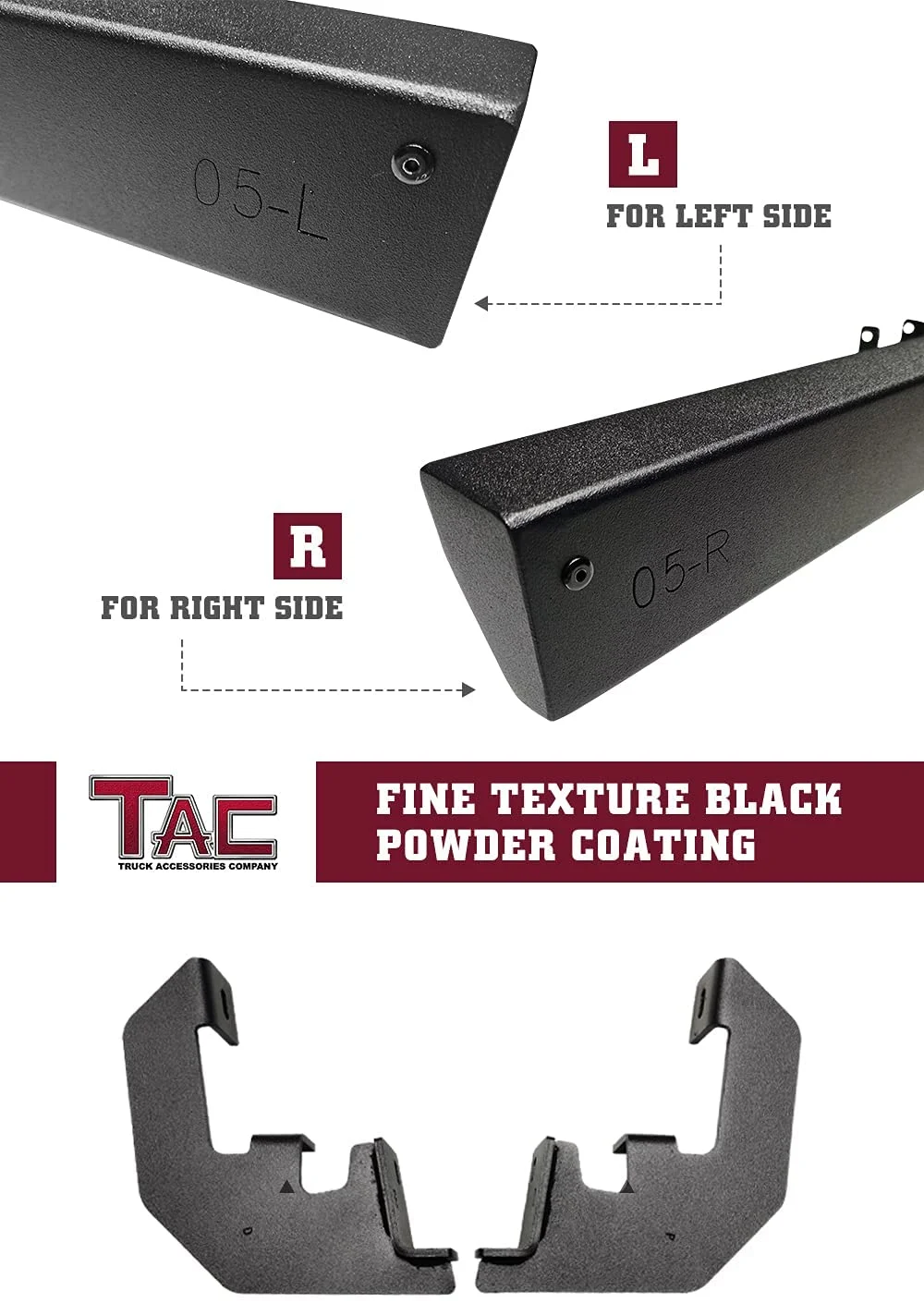 TAC Sidewinder Running Boards Fit 2007-2018 Chevy Silverado/GMC Sierra 1500|2007-2019 2500/3500 Extended Double Cab 4” Drop Side Steps Nerf Bars Rock Slider Pickup Truck Fine Texture Black