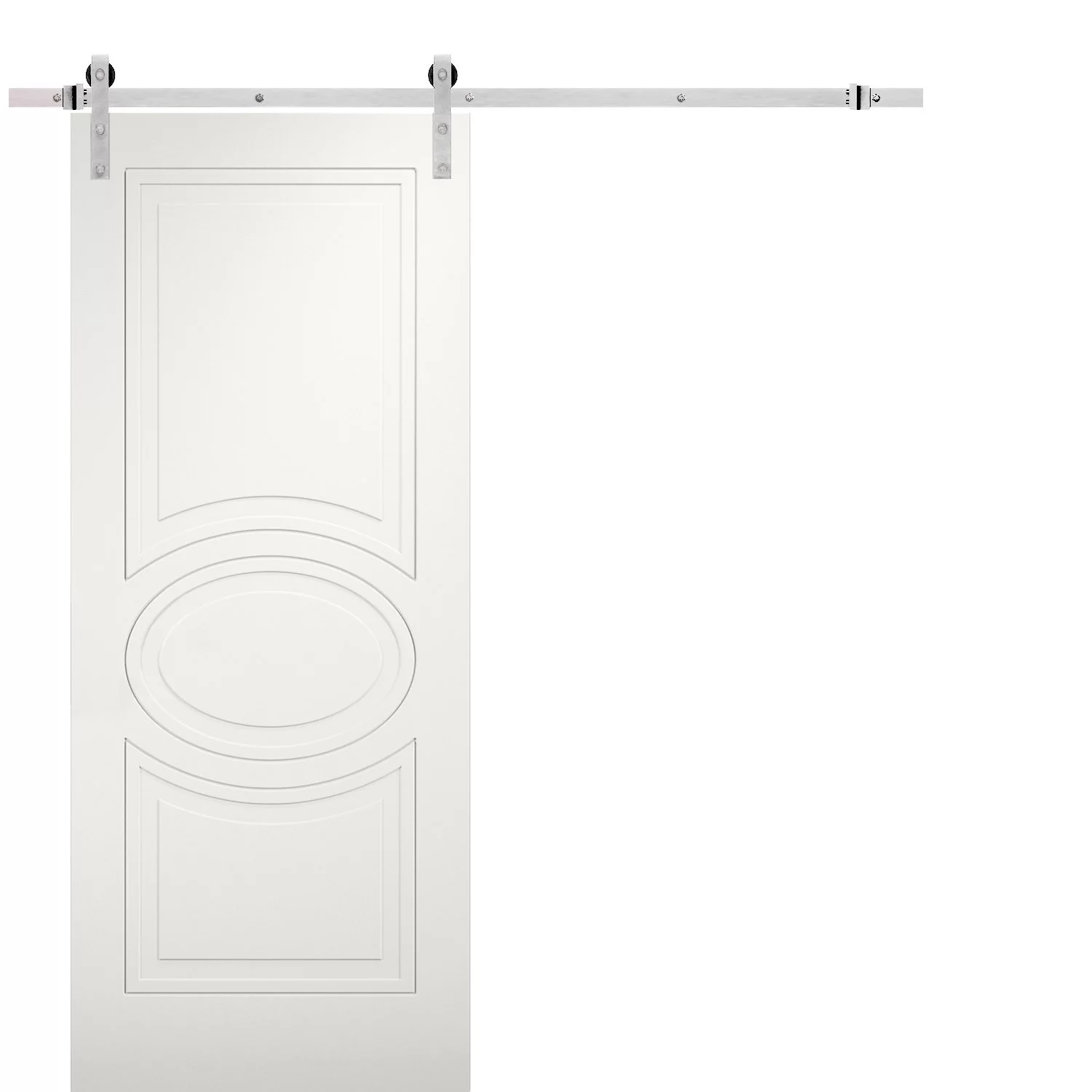 Modern Barn Door 42 x 84 inches / Mela 7001 Matte White / Stainless Steel 8FT Rail Track Set / Solid Panel Interior Doors