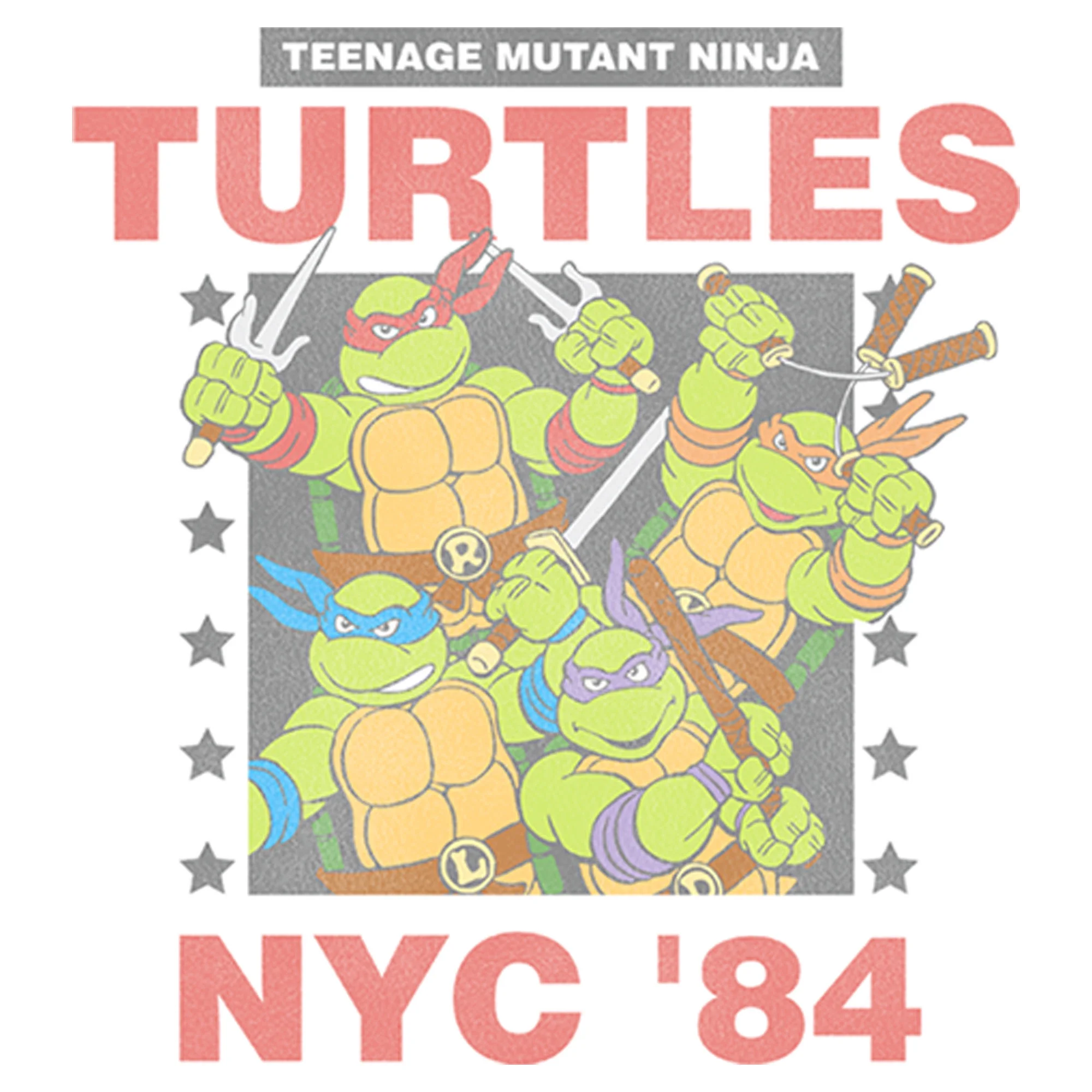 Men's Teenage Mutant Ninja Turtles NYC '84 Poster  Sweatshirt White Medium