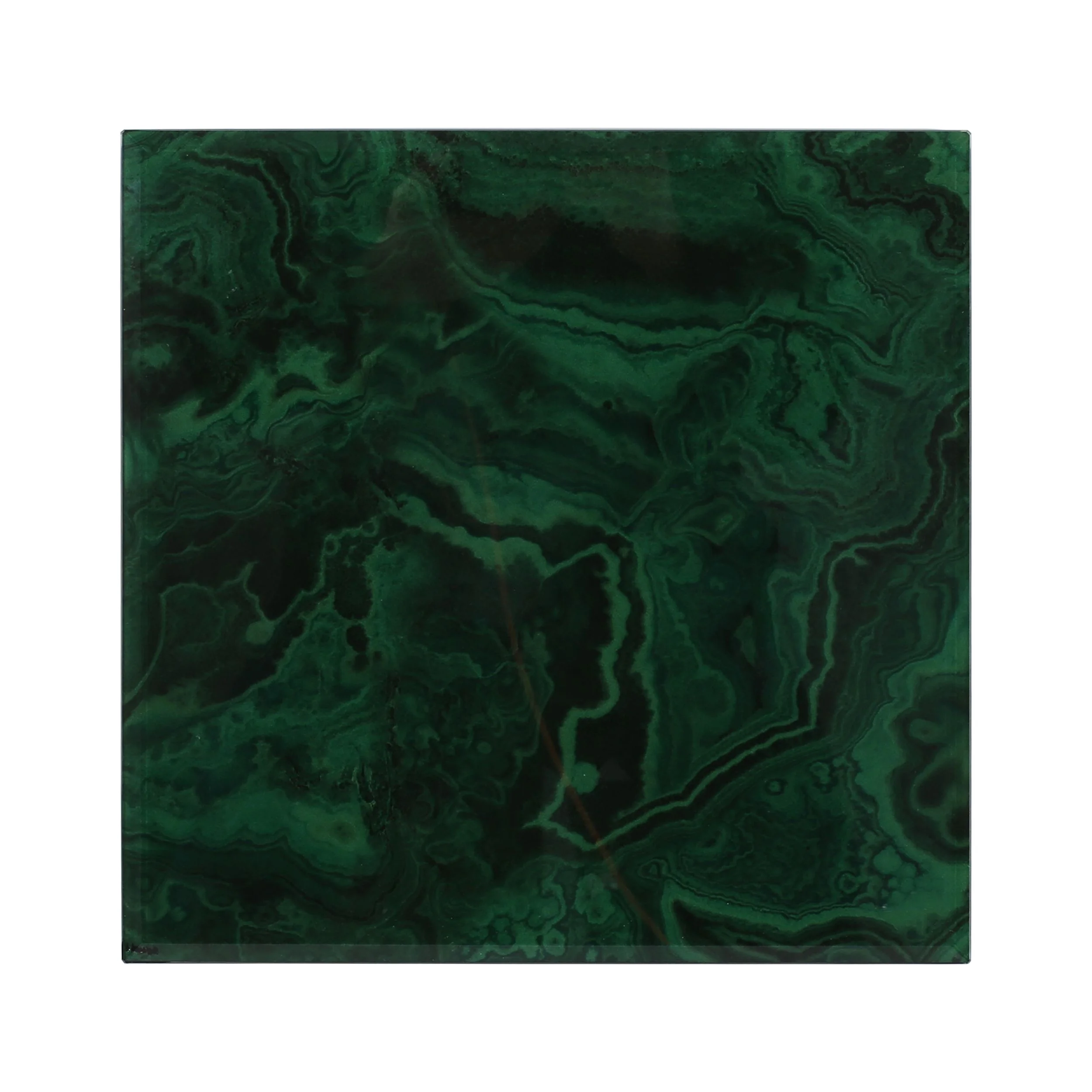 GDF Studio Aedon Tempered Glass Hourglass Side Table, Malachite Finish