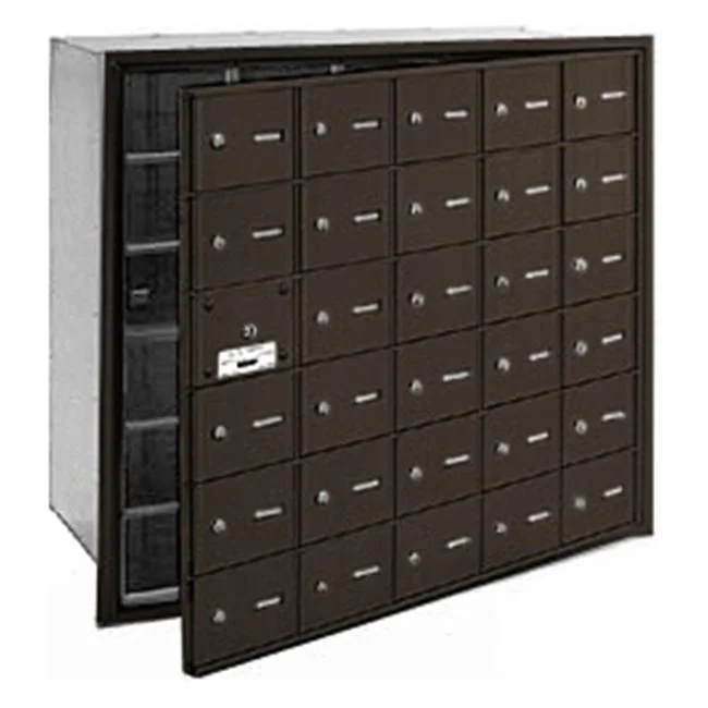 Salsbury Industries 3630ZFP 30 Doors 4B+ Horiz Mailbox in Bronze - Front Loading Private Access