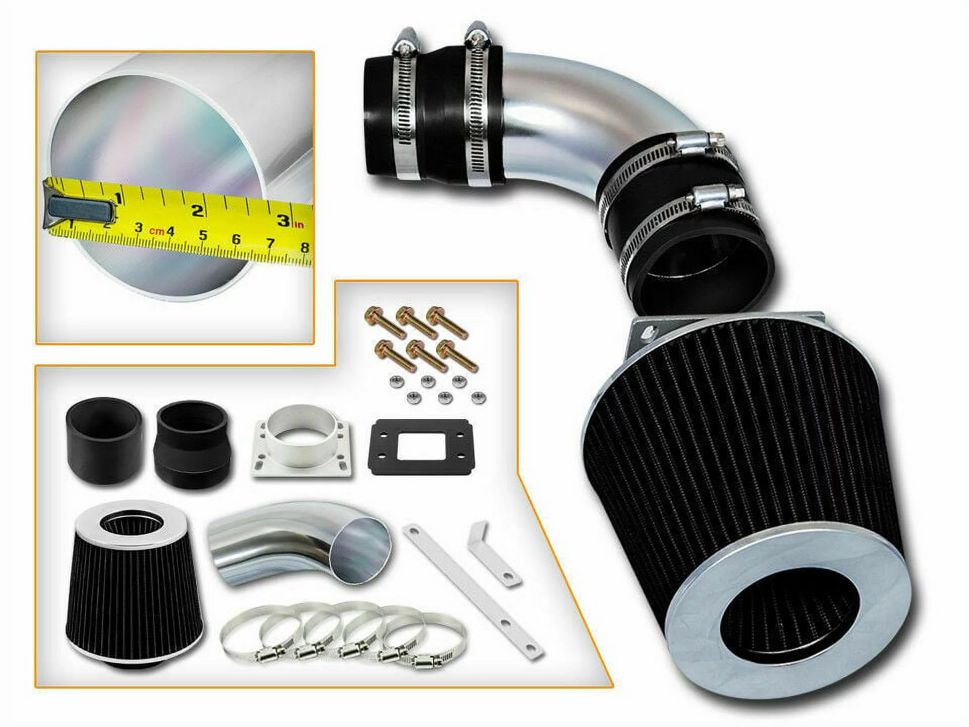 Rtunes Racing Short Ram Air Intake Kit + Filter Combo BLACK Compatible For 87-91 Toyota Camry 2.0L â€¦