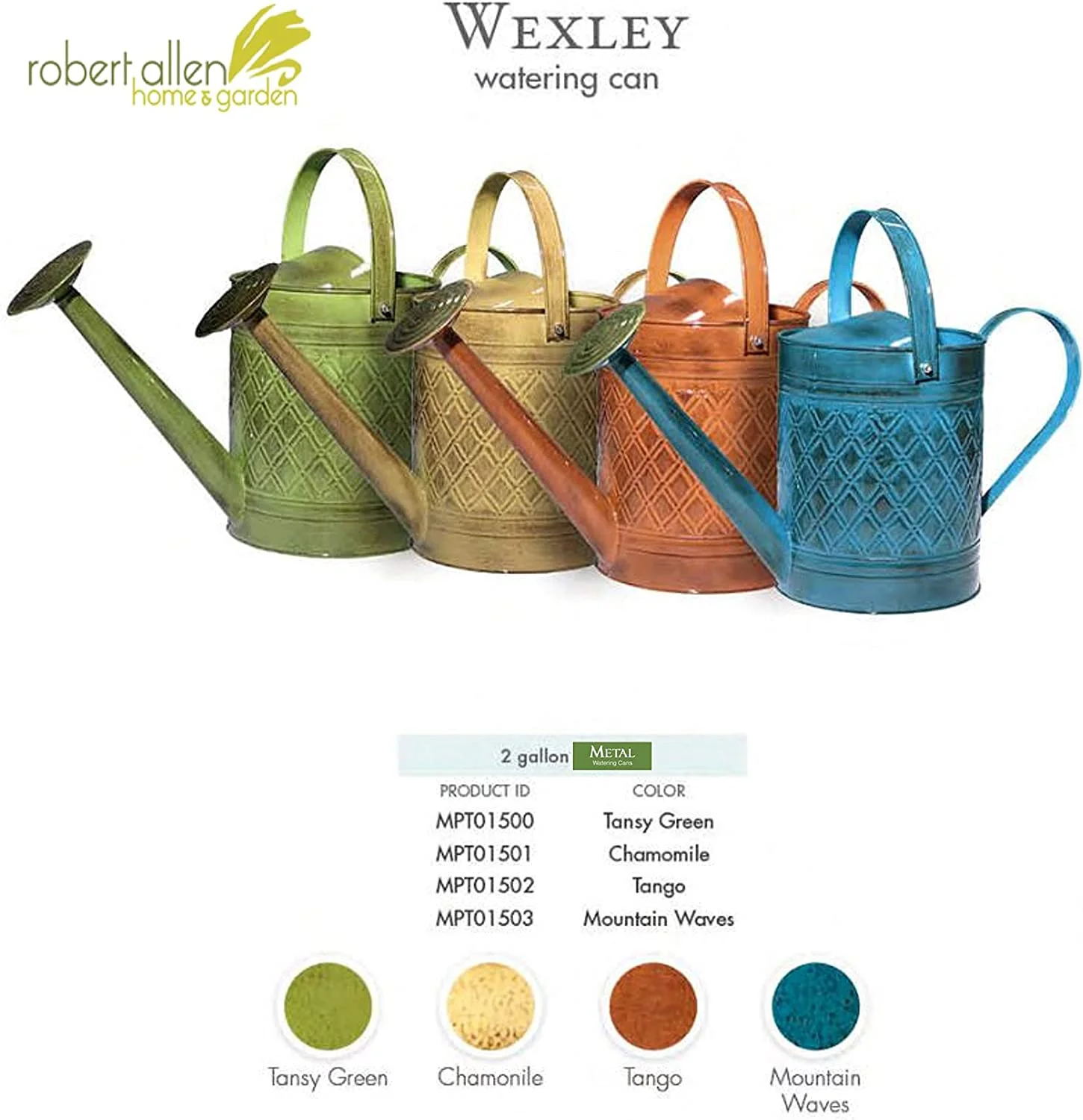 MPT01501 Watering Can Wexley Metal, 2 Gallon, Chamomile