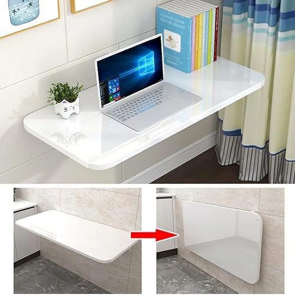 SQVFGHB Laundry Floating   Wood Wall Mounted Table  Bracket Heavy Duty  Drop Leaf Dining Stable Sturdy Table Small Wooden Desk Wall Table for Kitchen Laundry Office Room Restaurant Home (