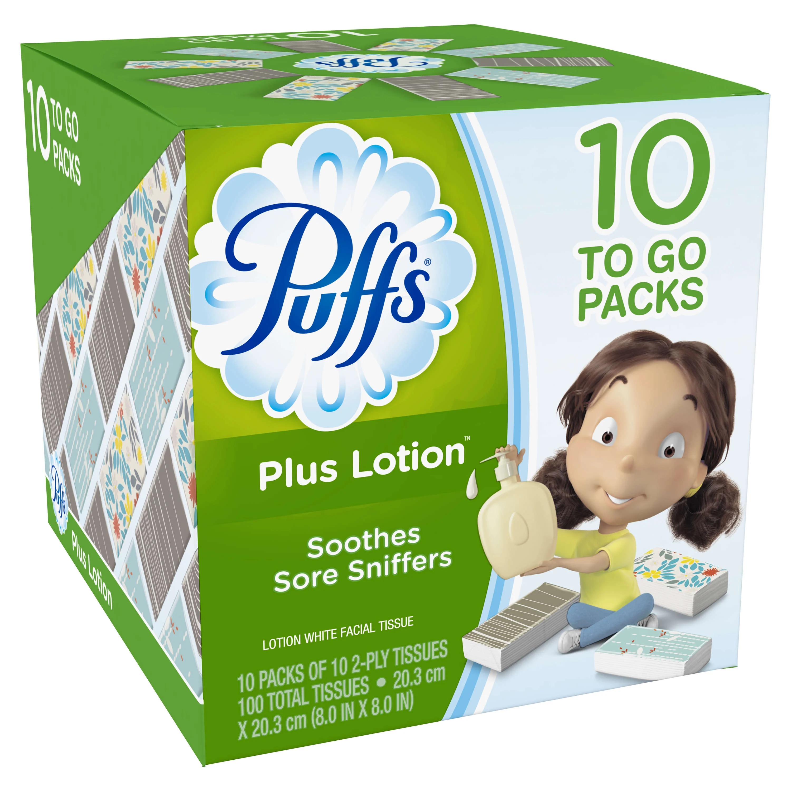 Puffs Plus Lotion Facial Tissues, 10 To Go Packs, 10 Tissues per Pack