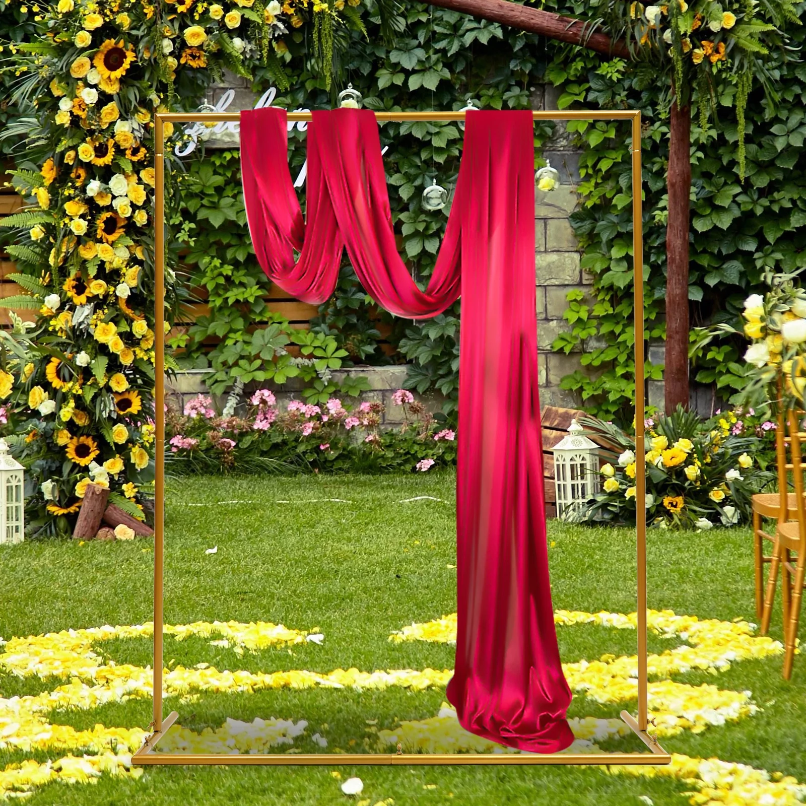 Miumaeov Metal Backdrop Stand Wedding Arch Rectangle Ballon Rack Kit For Garden Decor