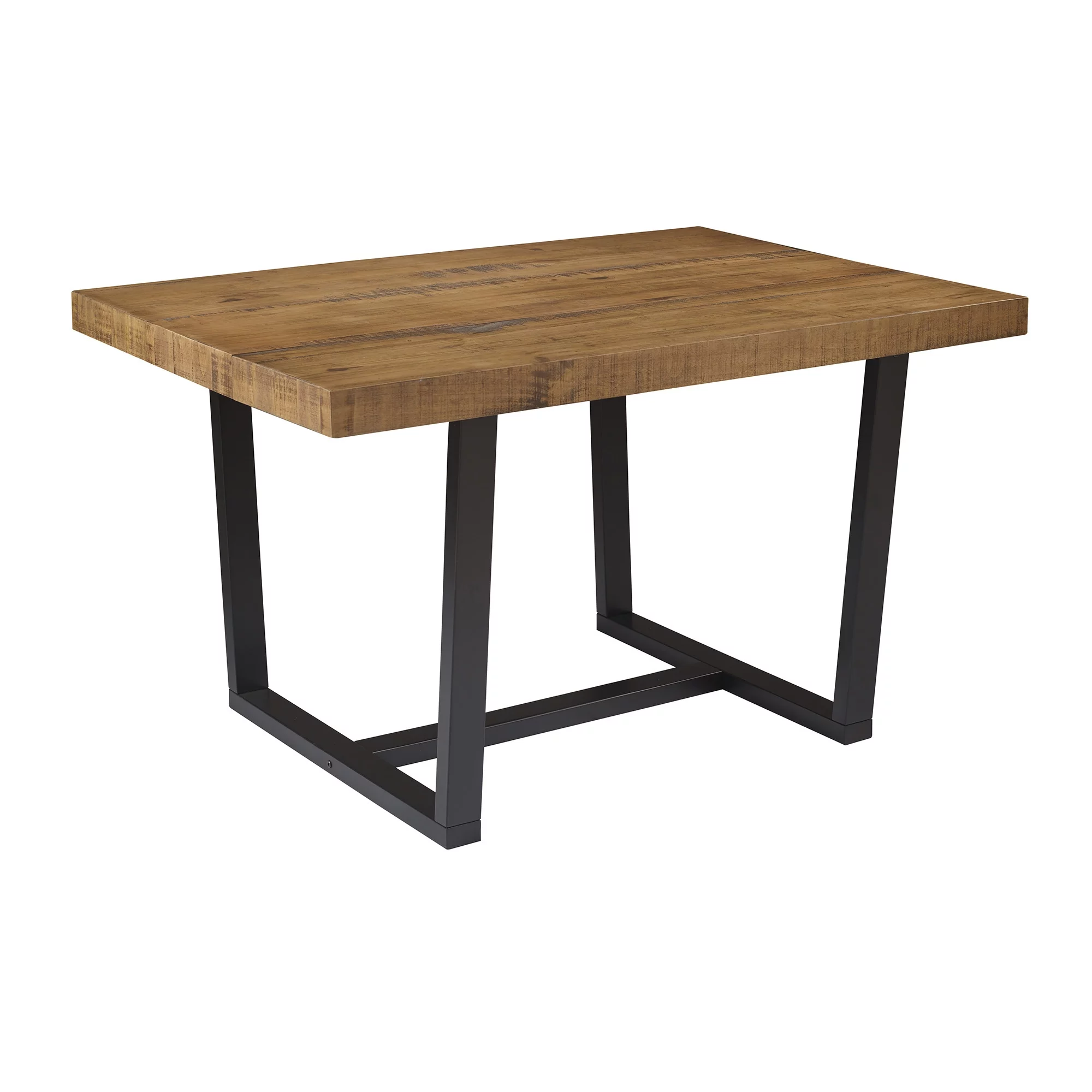 Walker Edison Rustic Distressed Solid Wood Dining Table, Rustic Oak