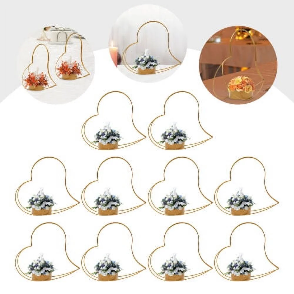 10 Pcs Gold Vases for Centerpieces Wedding Metal Geometric Peach Heart Baskets