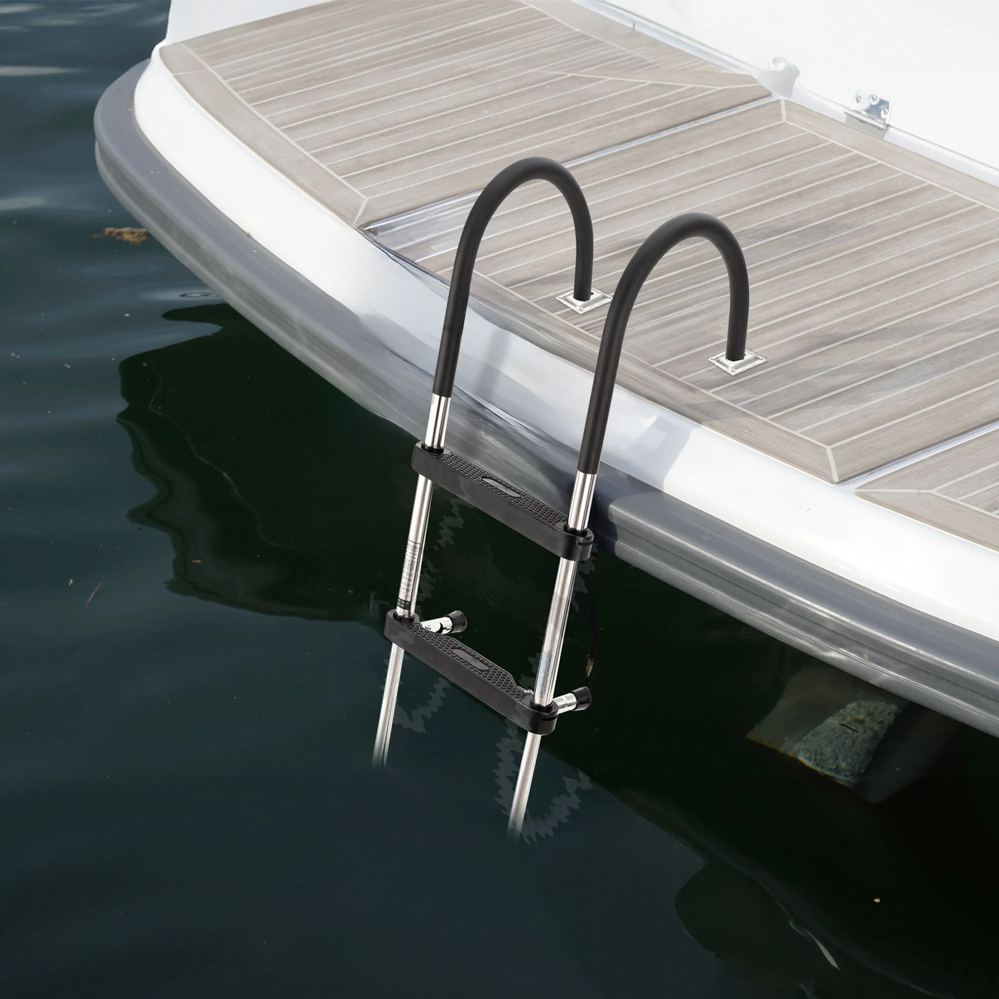 RecPro Stainless Steel Heavy Duty 4 Step Pontoon Boat Boarding Ladder