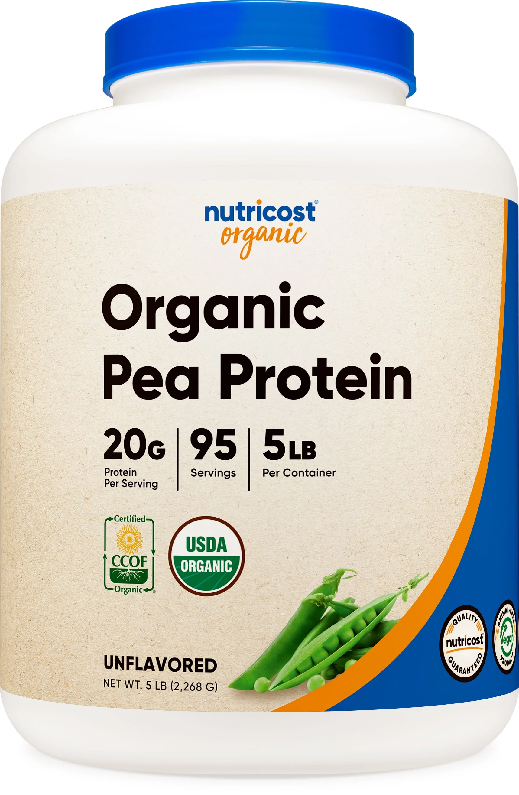 Nutricost Organic Pea Protein Isolate Powder (5LBS) - Unflavored, Gluten Free, Non-GMO, Vegan