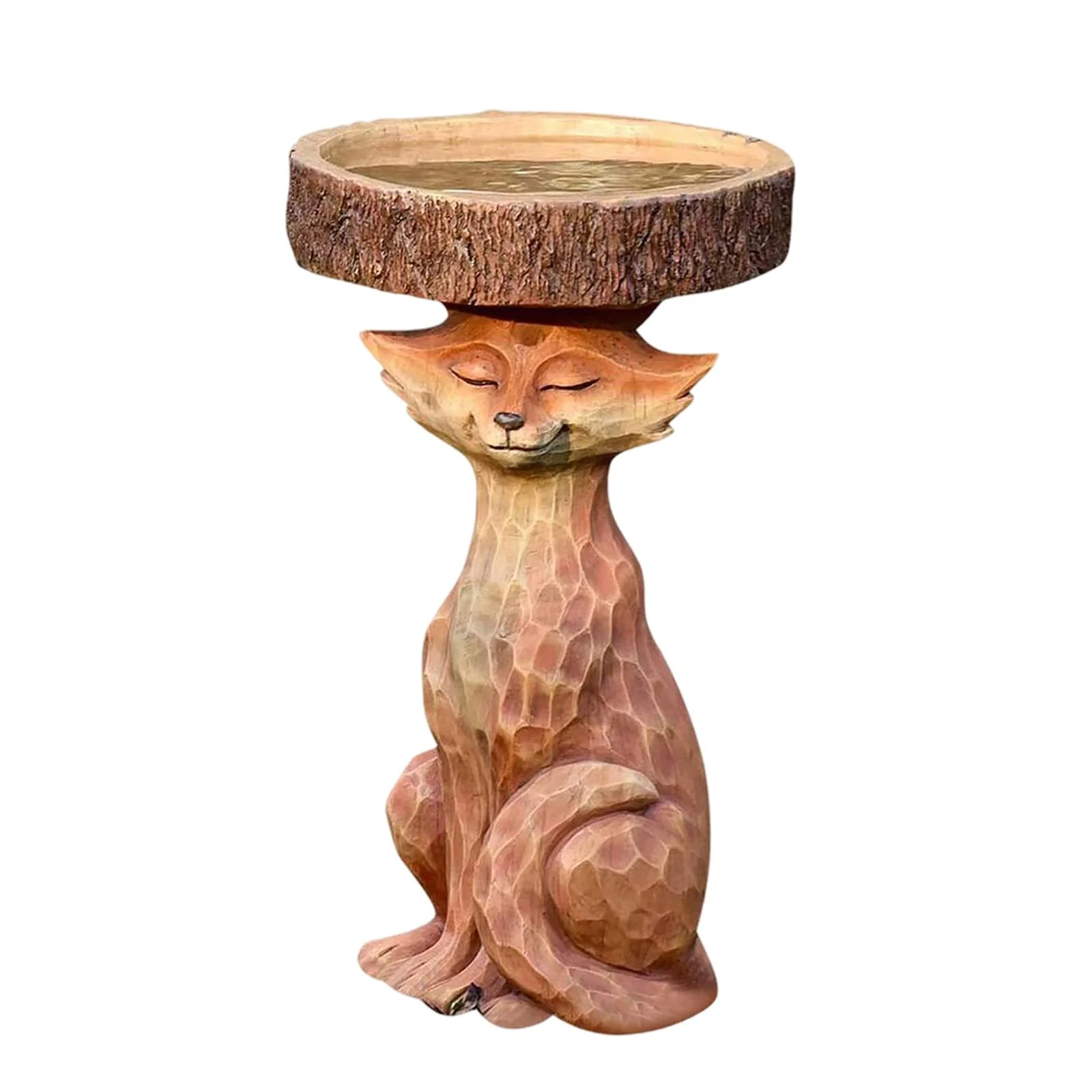 Miulika Garden Bird Bath Bowl Lowrie Statue Figurine Deck Fence Outdoor Lawn Resin Feeder Animal Sculpture for Courtyard Railing Yard