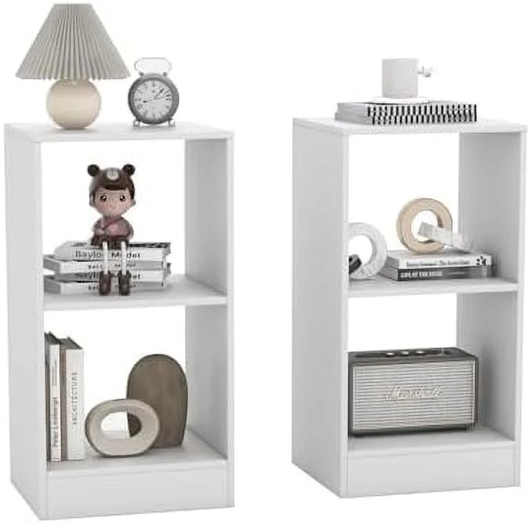 CHNBVC 2 Cube Bookcase   2  Cube Bookshelf with Anti-toppling Device  Small Cubby  for Small Spaces  Freestanding Wood Open Bookshelf for Home Office ()