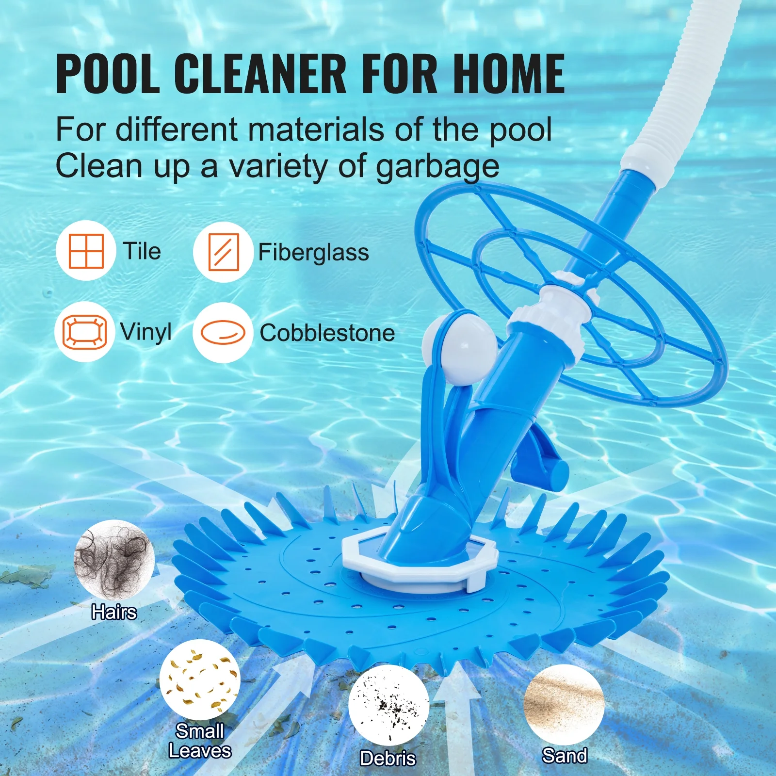 BENTISM Automatic Suction Pool Cleaner Low Noise Pool Vacuum In-Ground Aboveground Complete Hose Set with 12 Hoses Extra Diaphragm