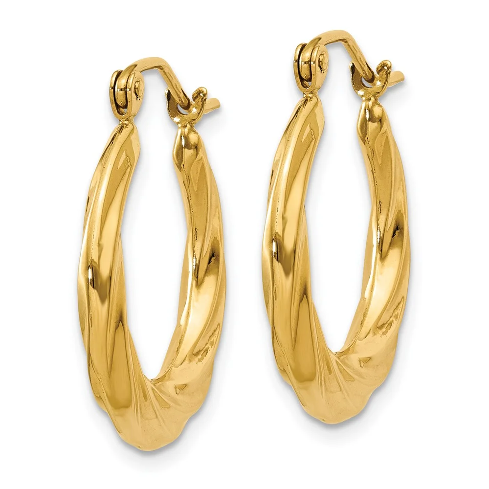 Primal Gold 14 Karat Yellow Gold Polished Twisted Hollow Hoop Earrings