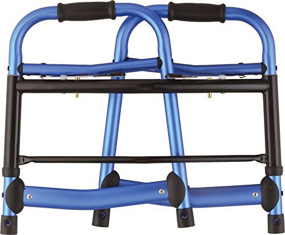 NOVA Medical Products Travel Folding Walker with wheels, Glide Skis and Mobility Bag, Blue, 7 Pound
