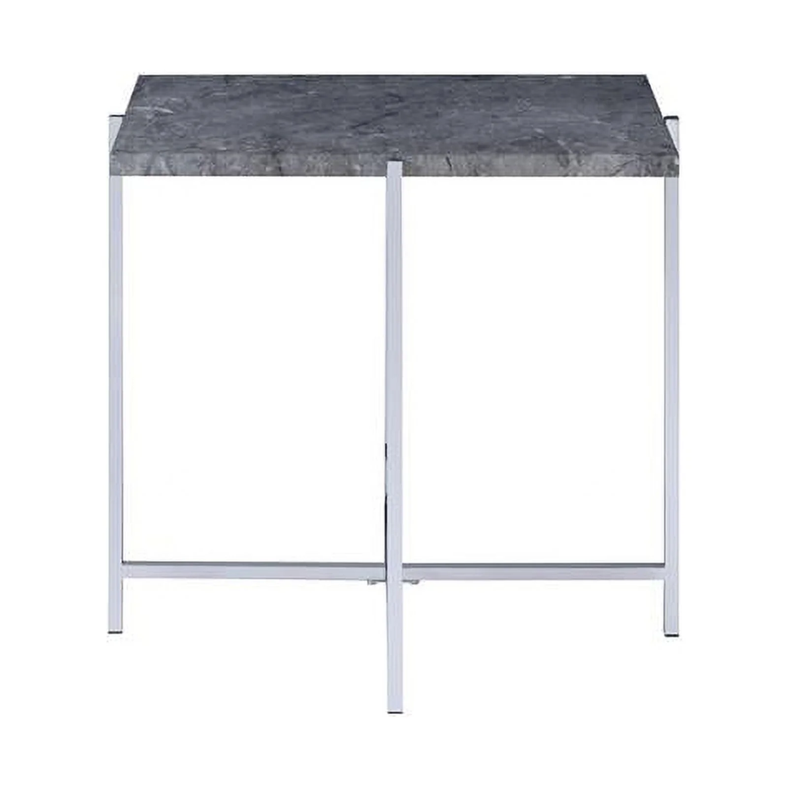 Bowery Hill Modern Faux Marble End Table in Chrome