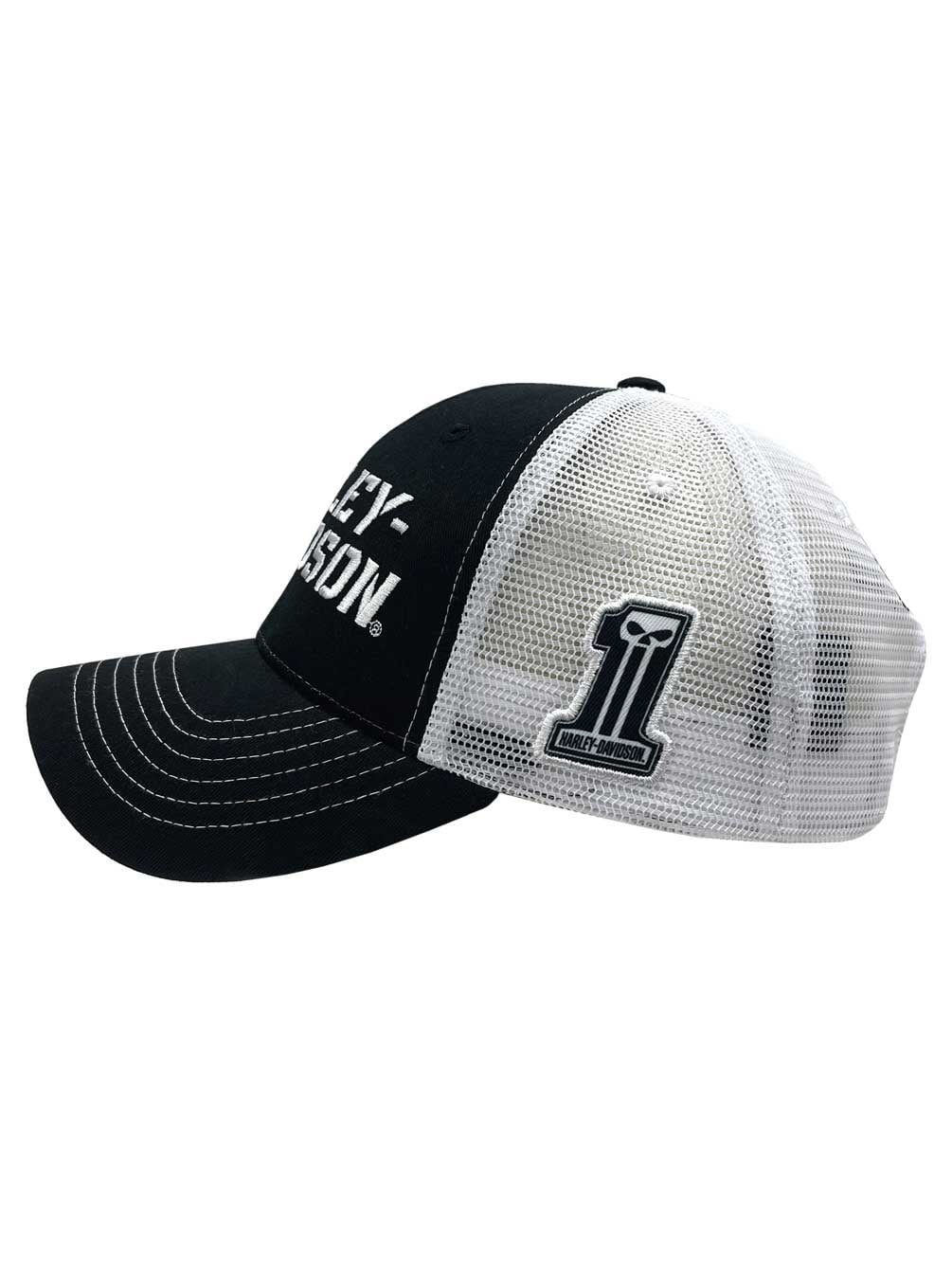 Harley-Davidson Men's Dark Grit H-D Snapback Colorblocked Mesh Trucker Hat, Harley Davidson