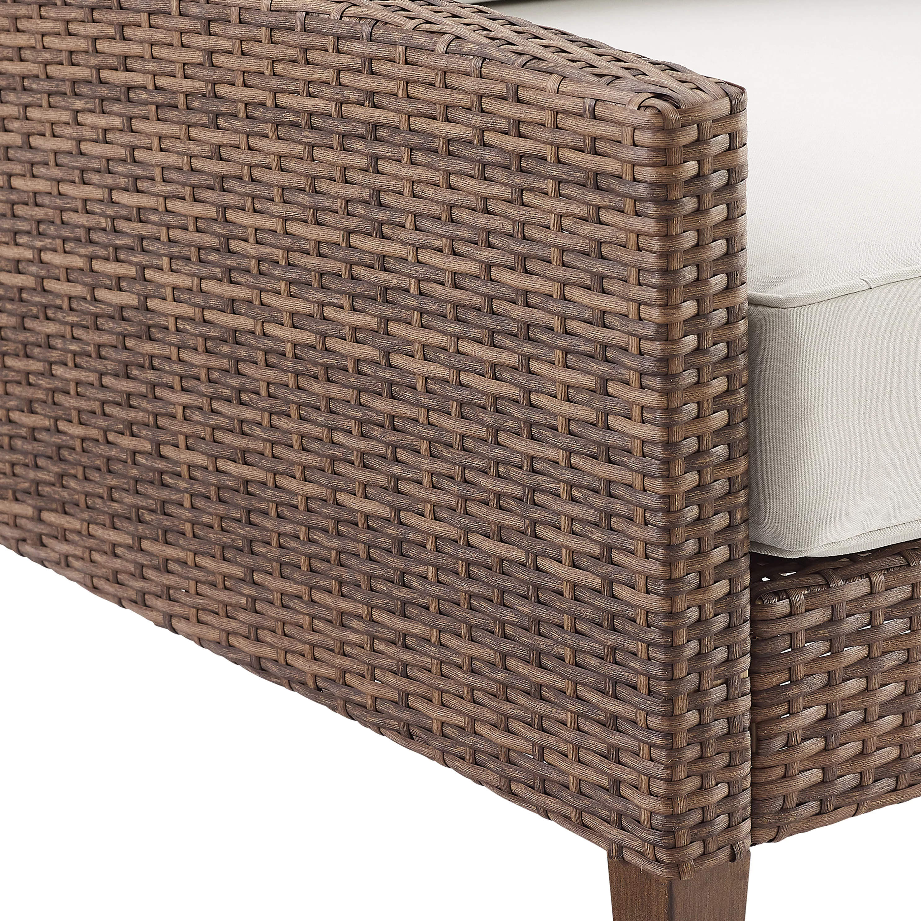 Crosley Furniture Capella Rattan & Fabric Patio Chair in Brown/Cream (Set of 2)