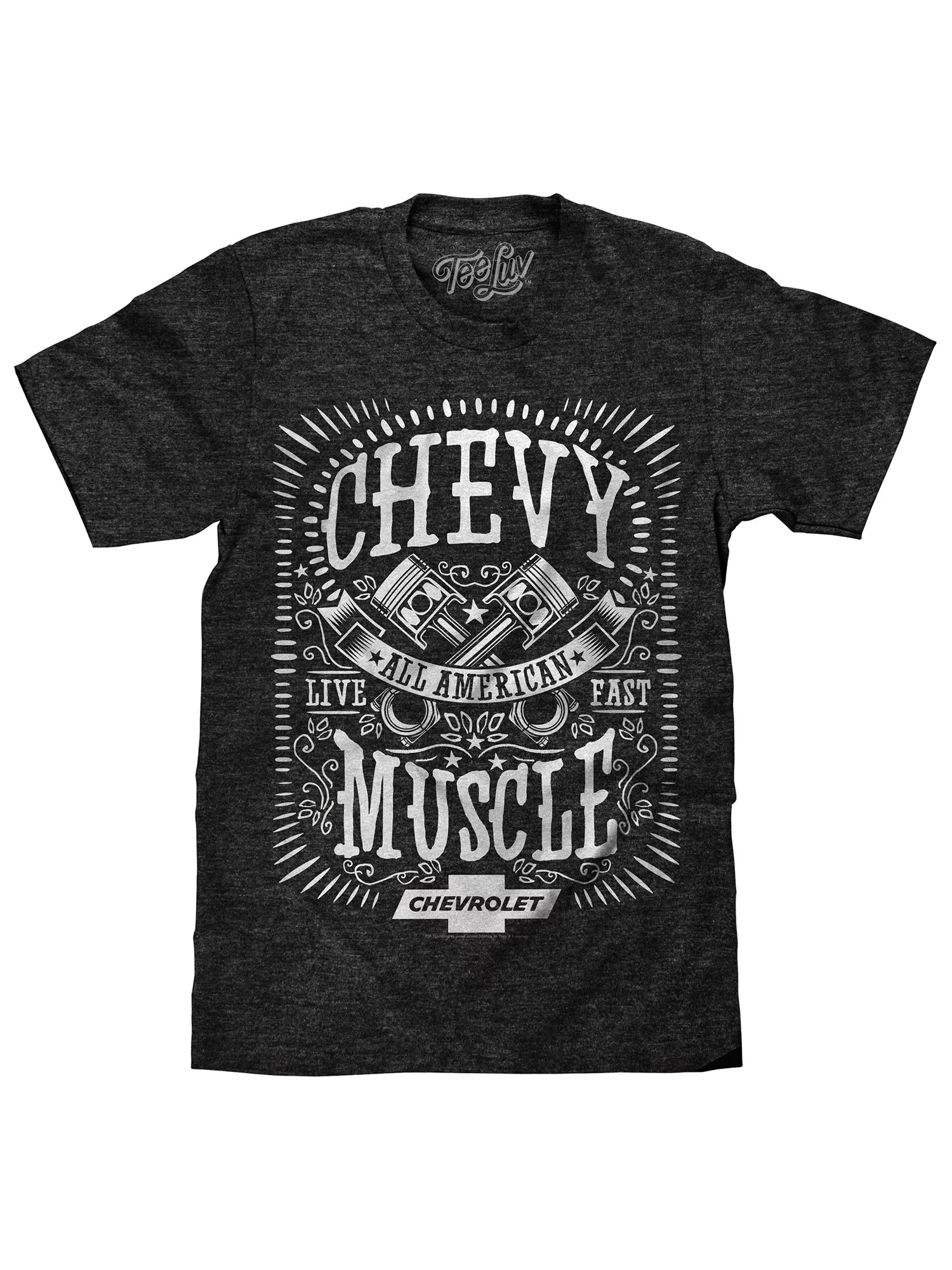 Tee Luv Men's Chevrolet All American Muscle Car Piston Graphic T-Shirt (3XL)